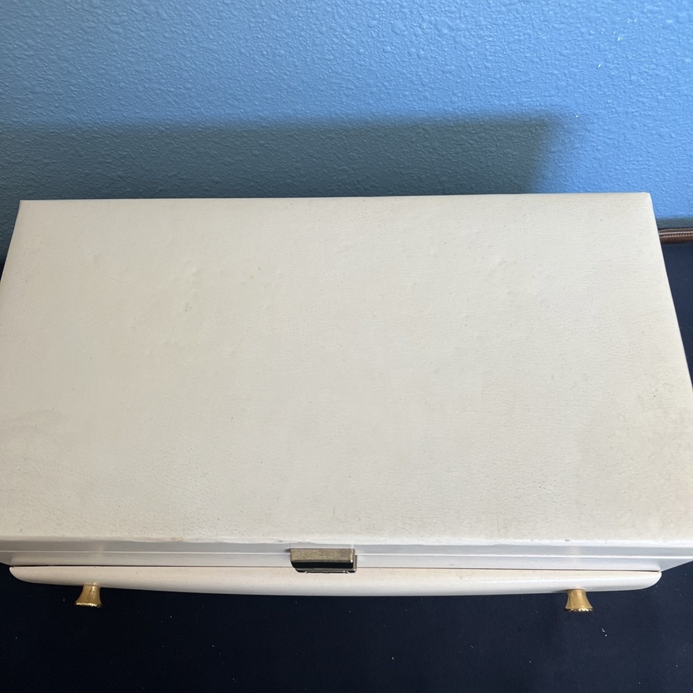 Vtg Large Lady Buxton Jewelry Box Multi Drawers Mid Century Modern Blue Velvet - Picture 10 of 16